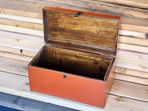 Decorative Rustic Latched Treasure Box Case Bin Basket Harvest Orange