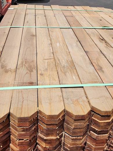 ($1.85/picket) 1x4 6ft Redwood Dog-Eared Fence Pickets - 3/4" x 3-1/2" x 6' True