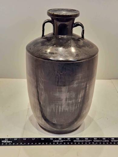 Decorative Black Jar w/ Two Handles