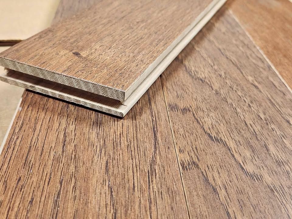 Hickory Sable 3/4 inch solid hardwood flooring planks in a medium brown stain