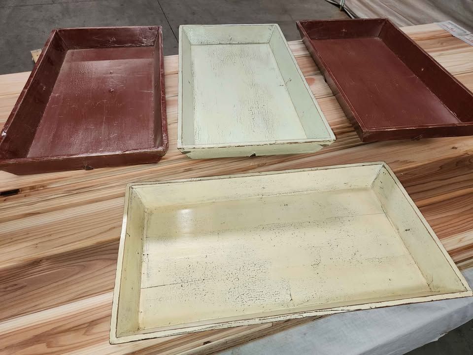 Vintage Wooden Trays Coffee Table Decor, photo 2