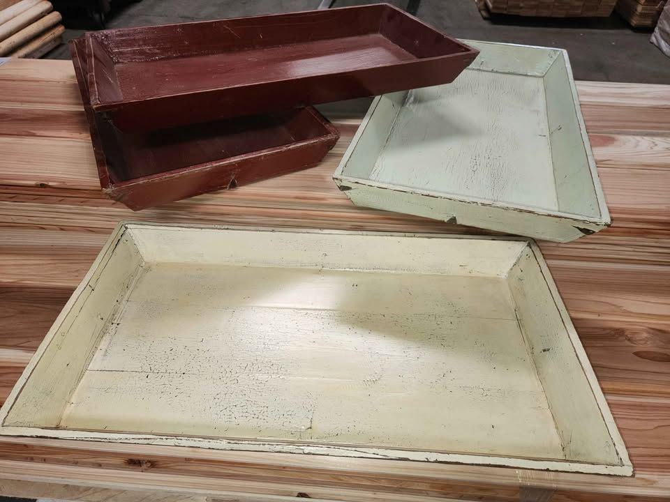 Vintage Wooden Trays Coffee Table Decor, photo 3