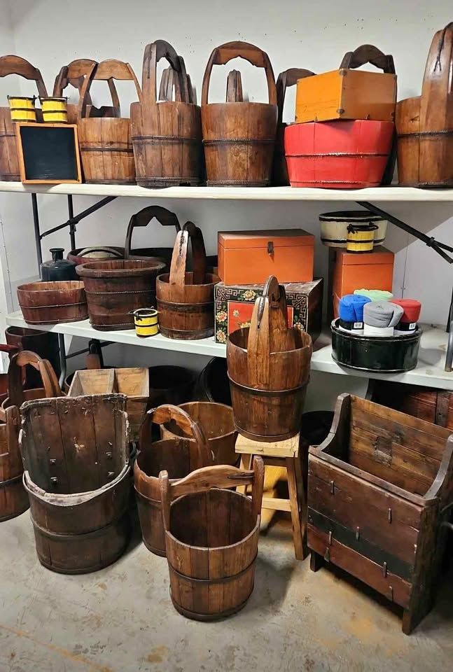 Cool Vintage Wooden Buckets, Rustic Baskets, Storage Boxes, Decor, etc, photo 1
