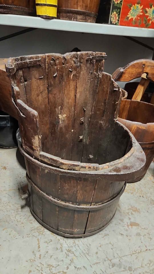 Cool Vintage Wooden Buckets, Rustic Baskets, Storage Boxes, Decor, etc, photo 3