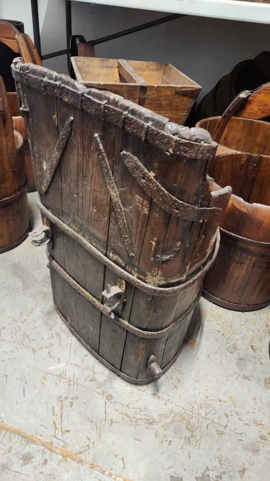 Cool Vintage Wooden Buckets, Rustic Baskets, Storage Boxes, Decor, etc, photo 4