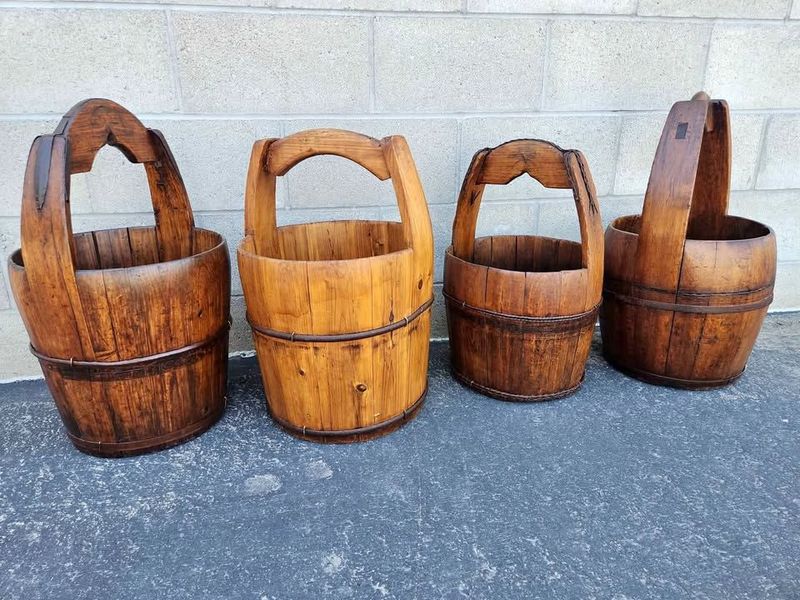 Wooden buckets and decor