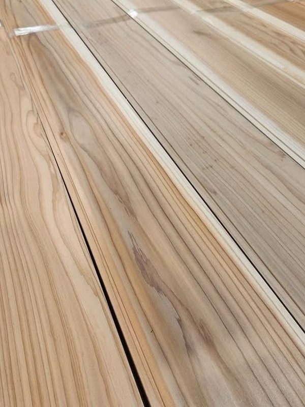 Japanese Sugi cedar tongue and groove boards showing grain and color variation