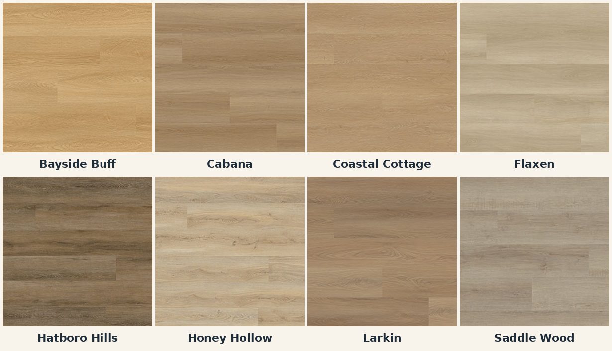 Laurel colors: Bayside Buff, Cabana, Coastal Cottage, Flaxen, Hatboro Hills, Honey Hollow, Larkin, Saddle Wood